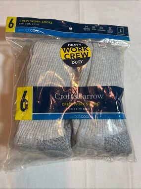 croft & barrow Light Gray Heavy Duty Crew Socks - 6 Pack